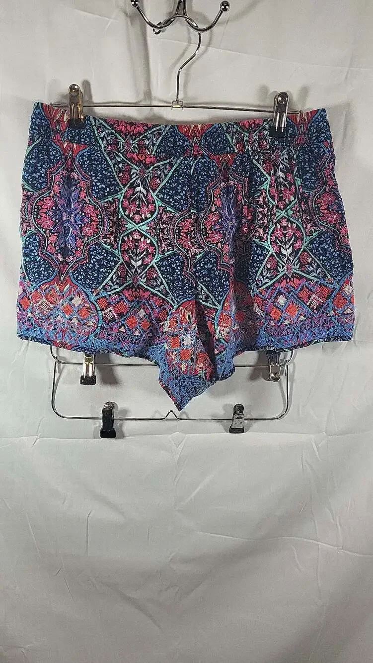 Gap Women's Boho Floral Medallion Tasseled Drawstring Pull-On Shorts, M
